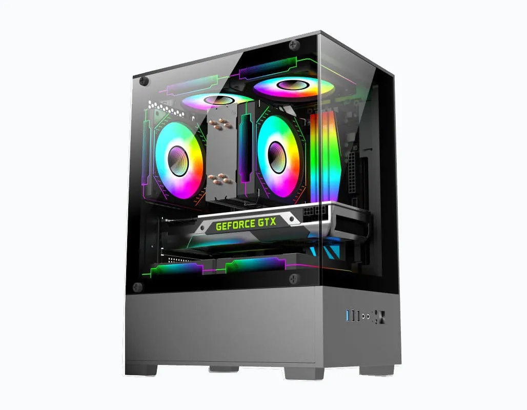 GIGASONIC  GS190B/W RGB Gaming PC Casing with 3 RGB Fans & Dual Glass - Image 2