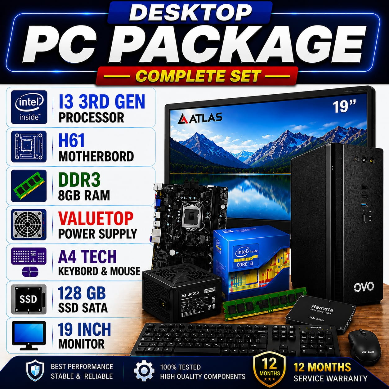 I3 3D 8GB19 INCH I3 3RD GEN NEW PC WITH 19 INCH MONITOR - Image 1